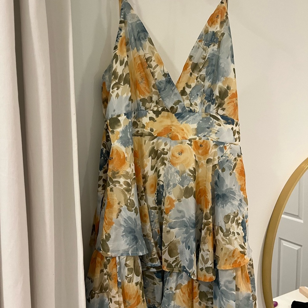 ILLA ILLA Floral Mini Dress - Blue, Orange, Cream
